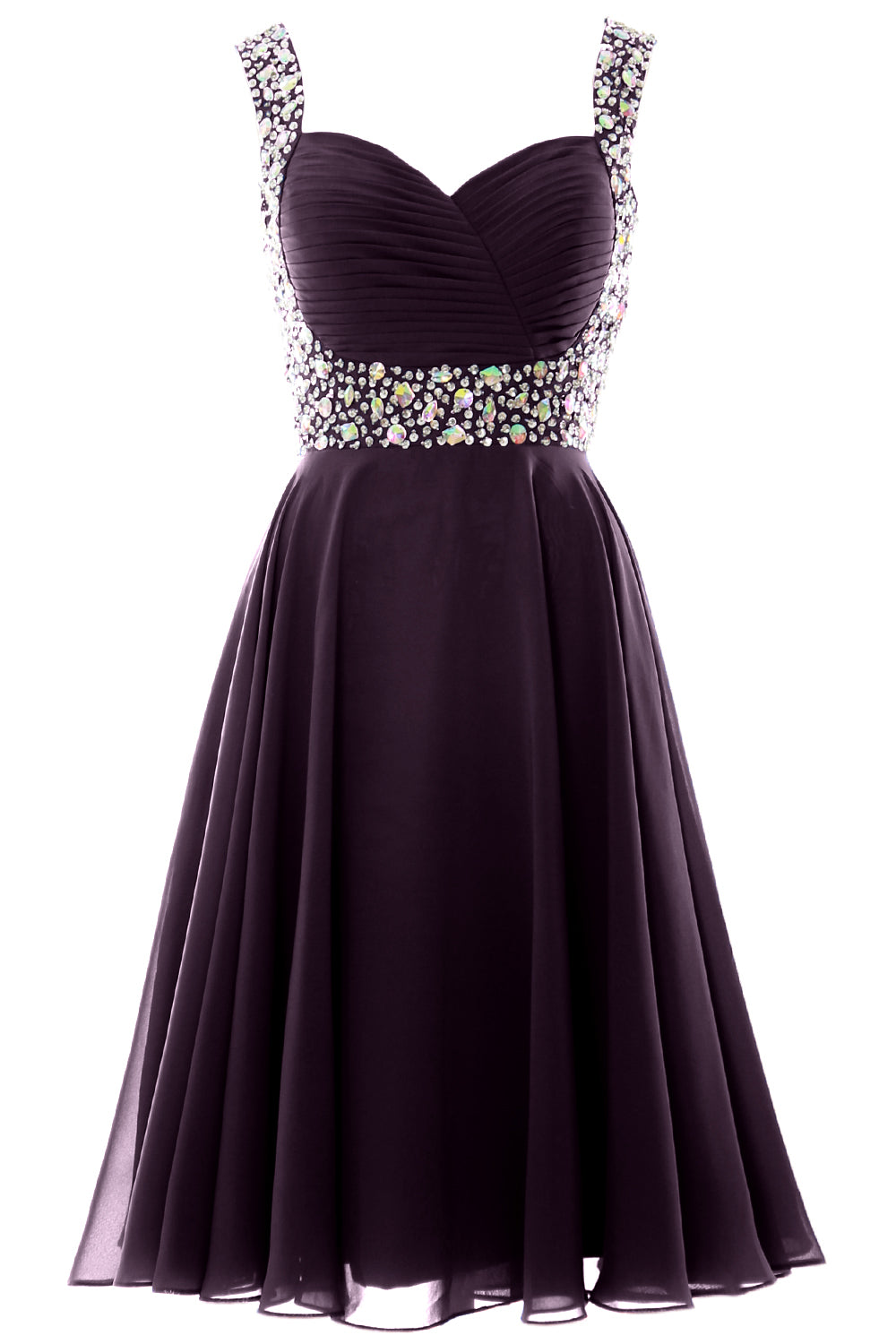 MACloth Elegantes Cocktailkleid mit Trägern aus Chiffon, kurz, für Hochzeiten, Partys und formelle Anlässe
