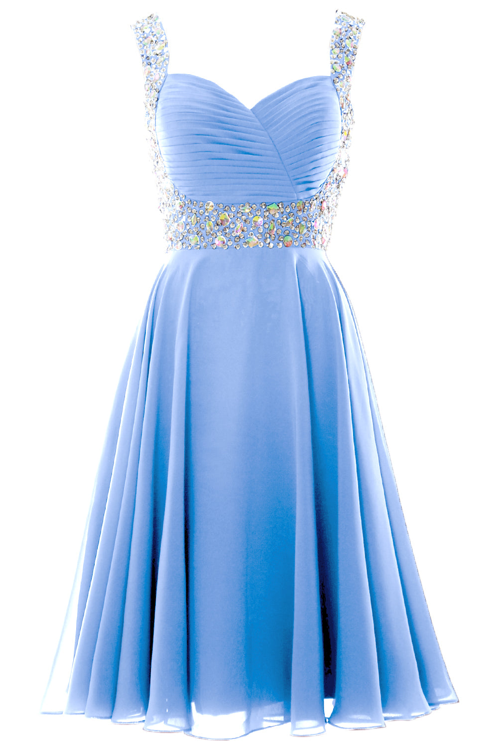 MACloth Elegantes Cocktailkleid mit Trägern aus Chiffon, kurz, für Hochzeiten, Partys und formelle Anlässe