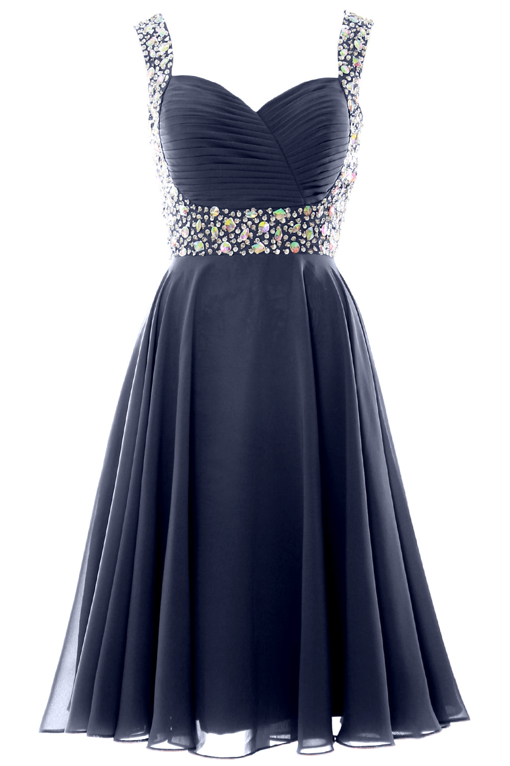 MACloth Elegantes Cocktailkleid mit Trägern aus Chiffon, kurz, für Hochzeiten, Partys und formelle Anlässe