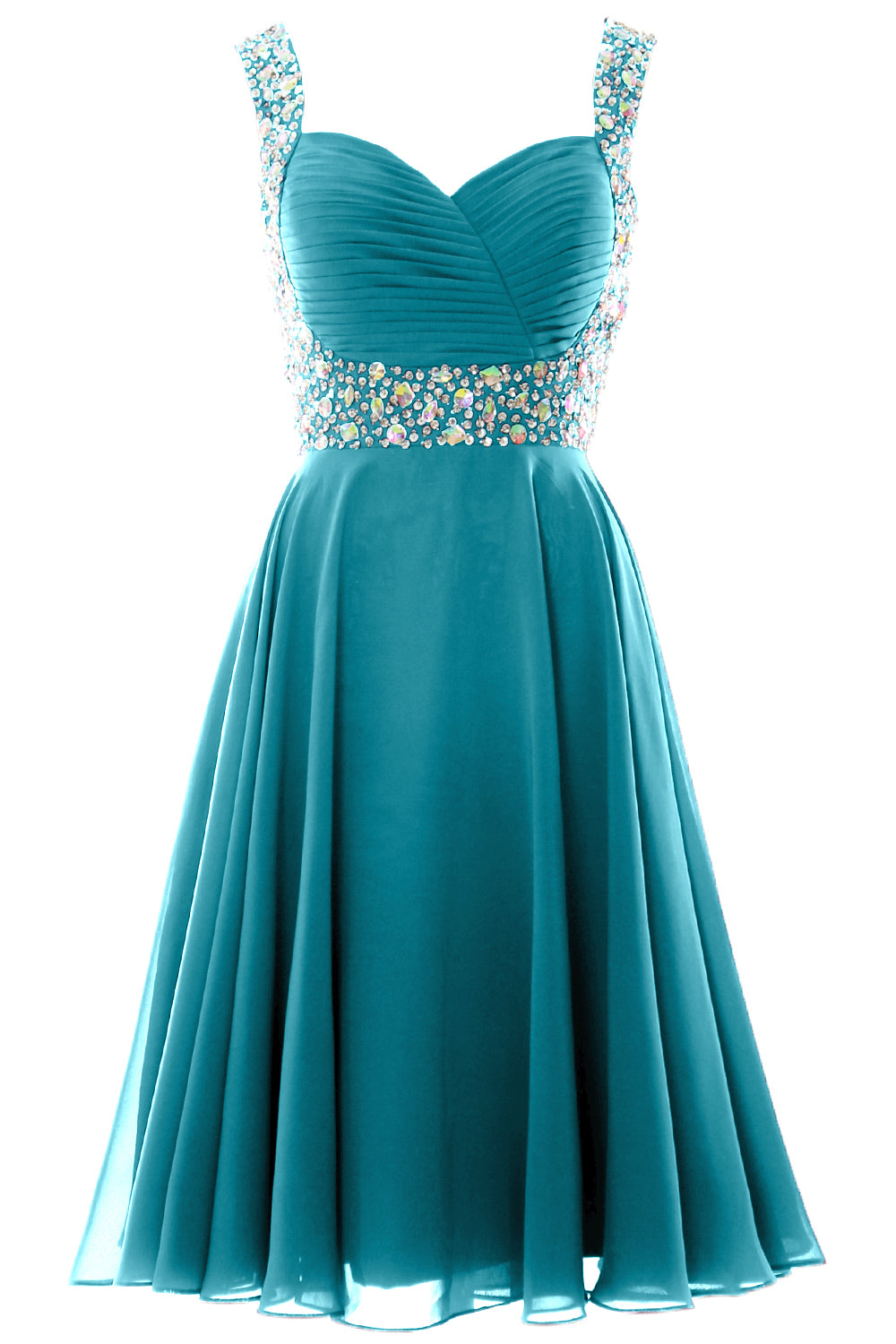 MACloth Elegantes Cocktailkleid mit Trägern aus Chiffon, kurz, für Hochzeiten, Partys und formelle Anlässe