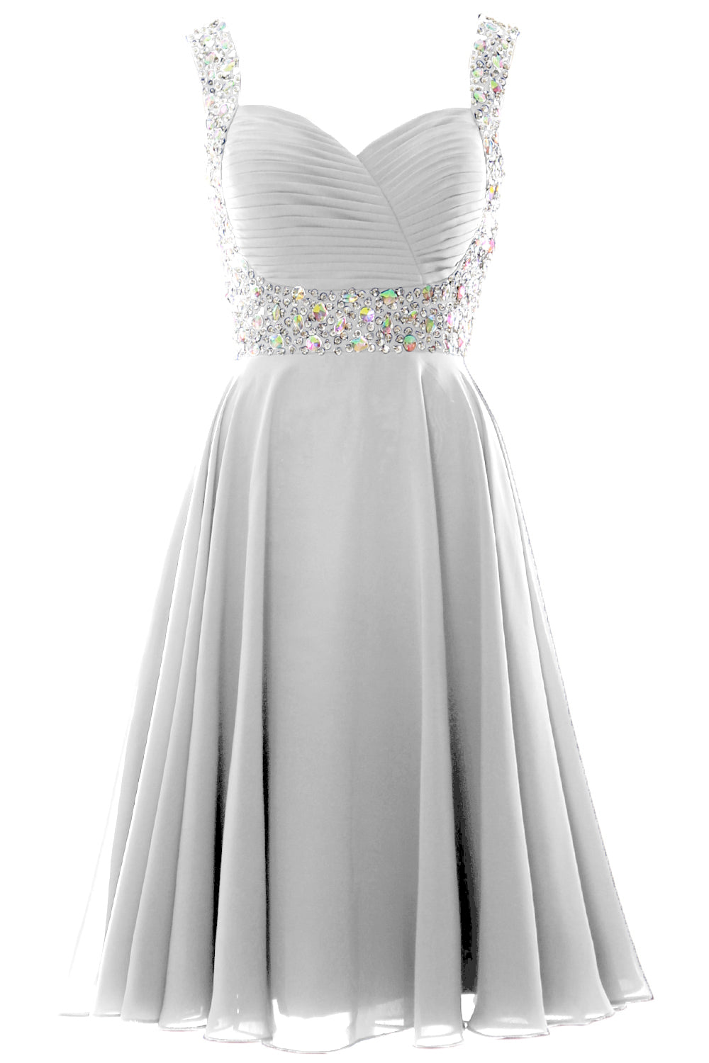 MACloth Elegantes Cocktailkleid mit Trägern aus Chiffon, kurz, für Hochzeiten, Partys und formelle Anlässe