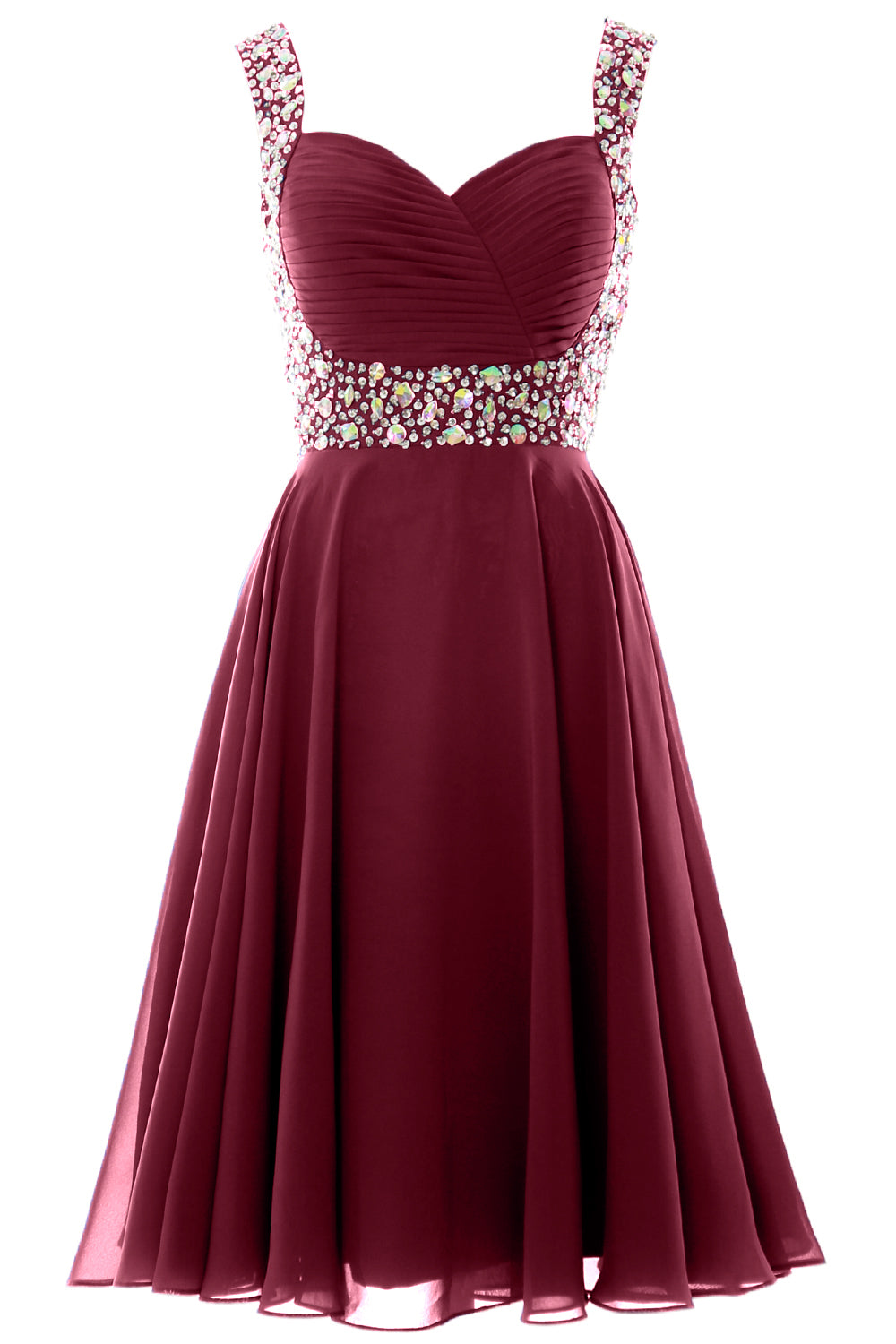 MACloth Elegantes Cocktailkleid mit Trägern aus Chiffon, kurz, für Hochzeiten, Partys und formelle Anlässe