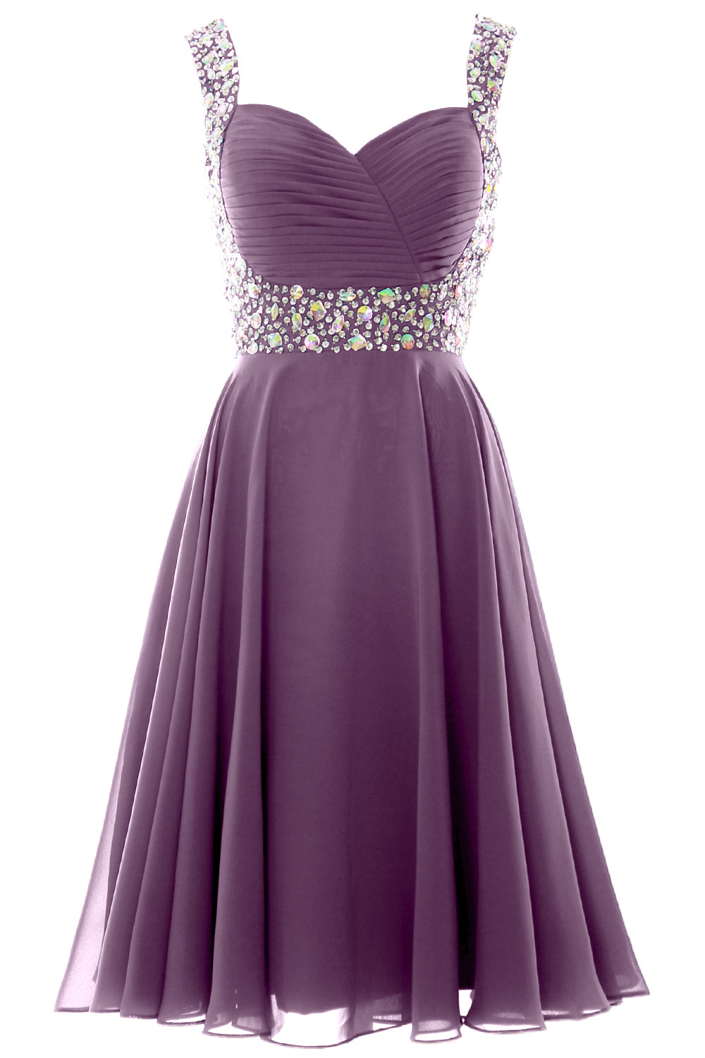 MACloth Elegantes Cocktailkleid mit Trägern aus Chiffon, kurz, für Hochzeiten, Partys und formelle Anlässe