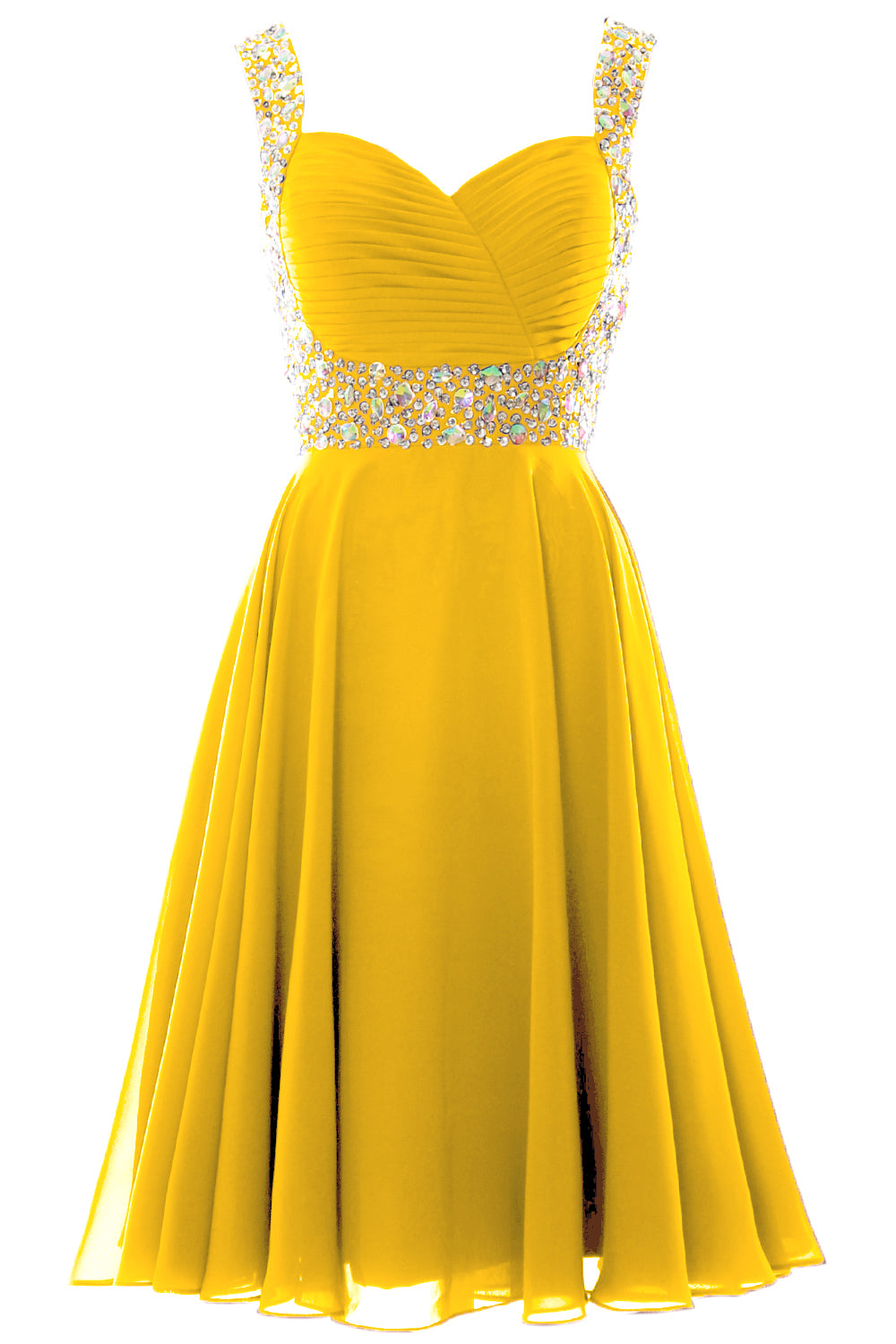 MACloth Elegantes Cocktailkleid mit Trägern aus Chiffon, kurz, für Hochzeiten, Partys und formelle Anlässe