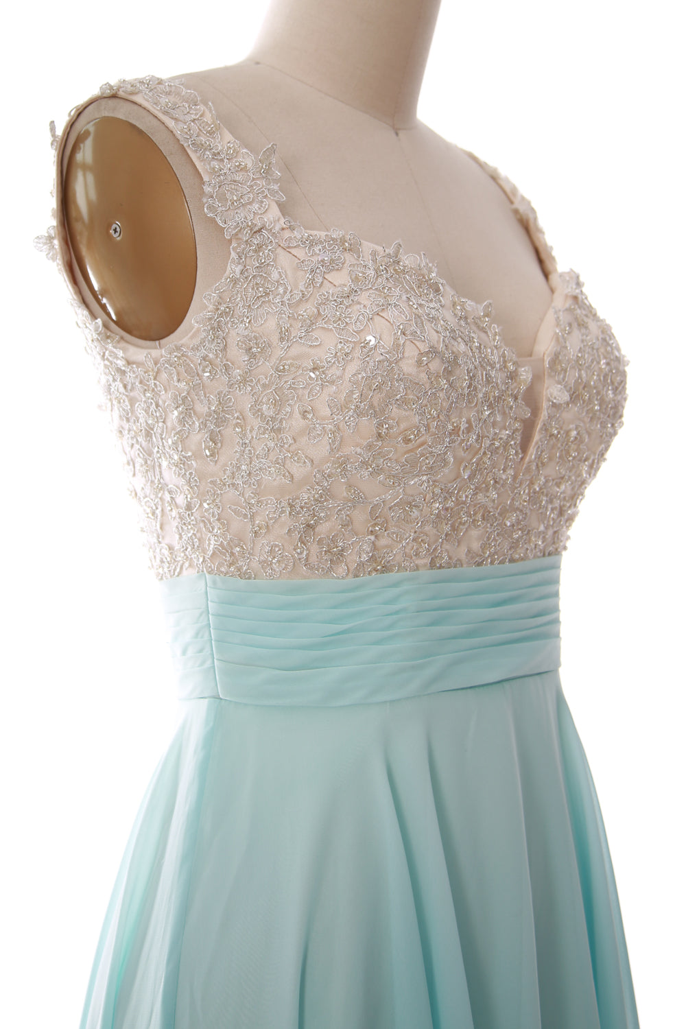 MACloth Damen-Ballkleid mit Trägern, kurz, Spitze, Chiffon, für Hochzeit, Party, formelles Kleid