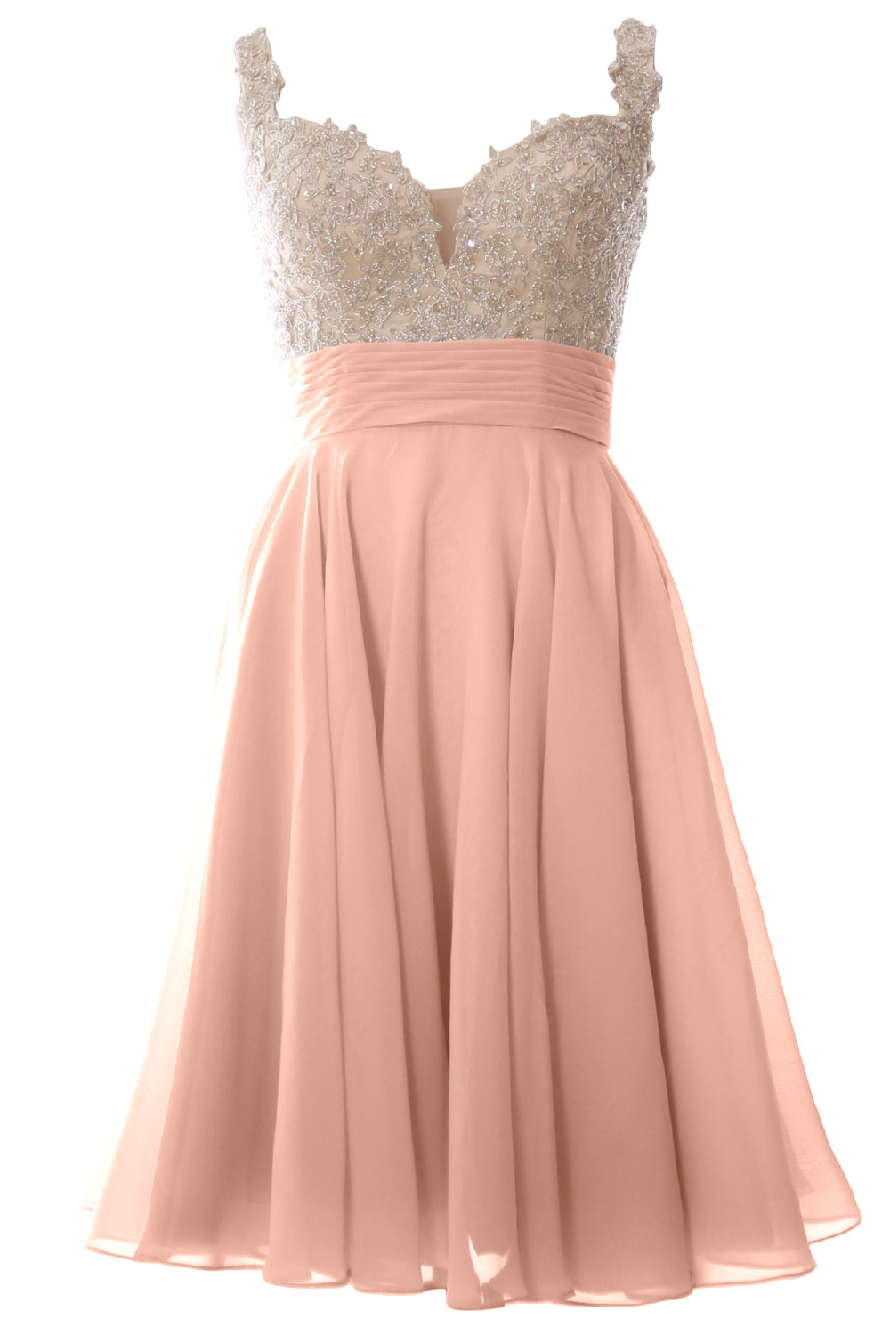 MACloth Damen-Ballkleid mit Trägern, kurz, Spitze, Chiffon, für Hochzeit, Party, formelles Kleid