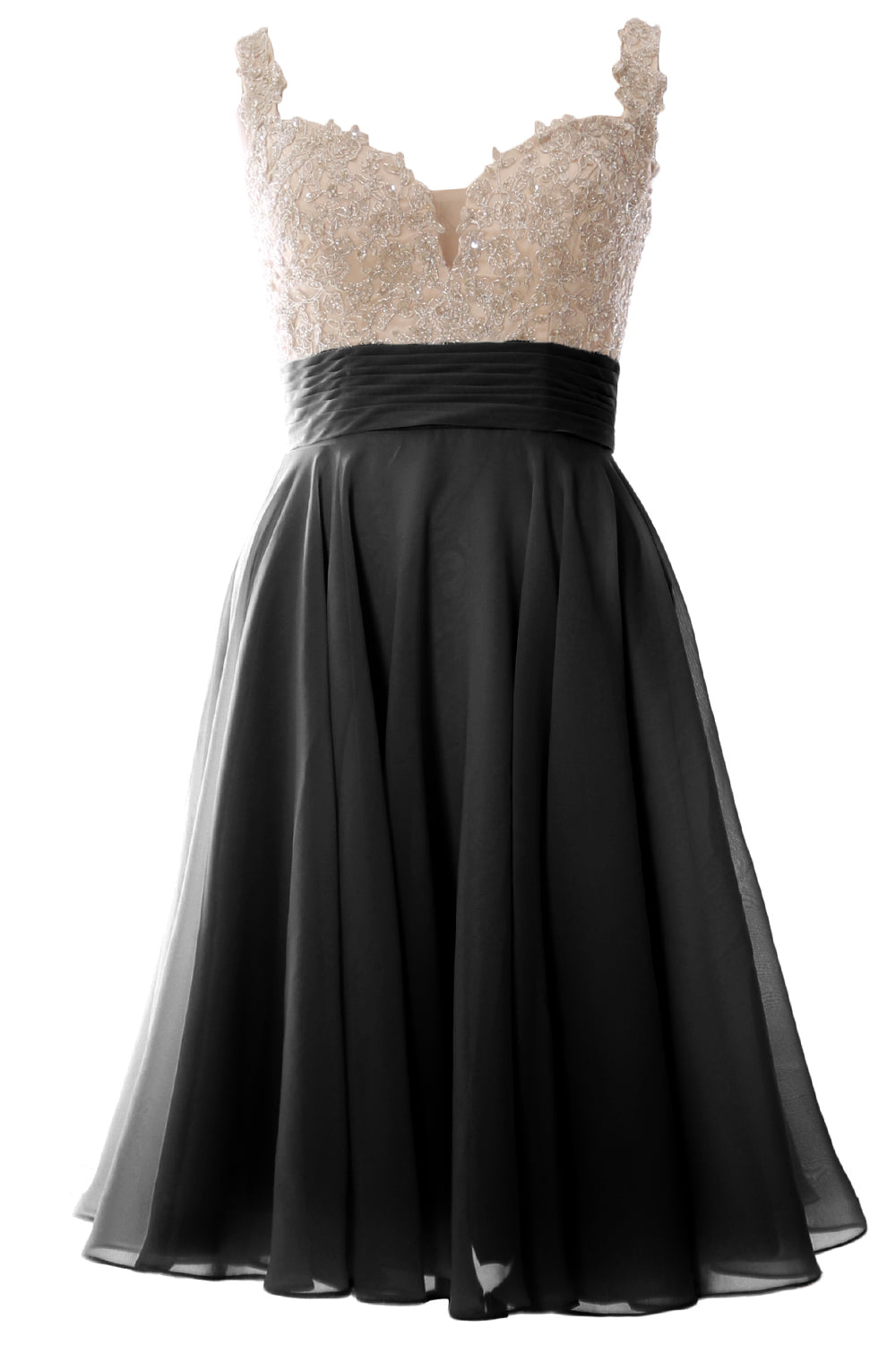 MACloth Damen-Ballkleid mit Trägern, kurz, Spitze, Chiffon, für Hochzeit, Party, formelles Kleid