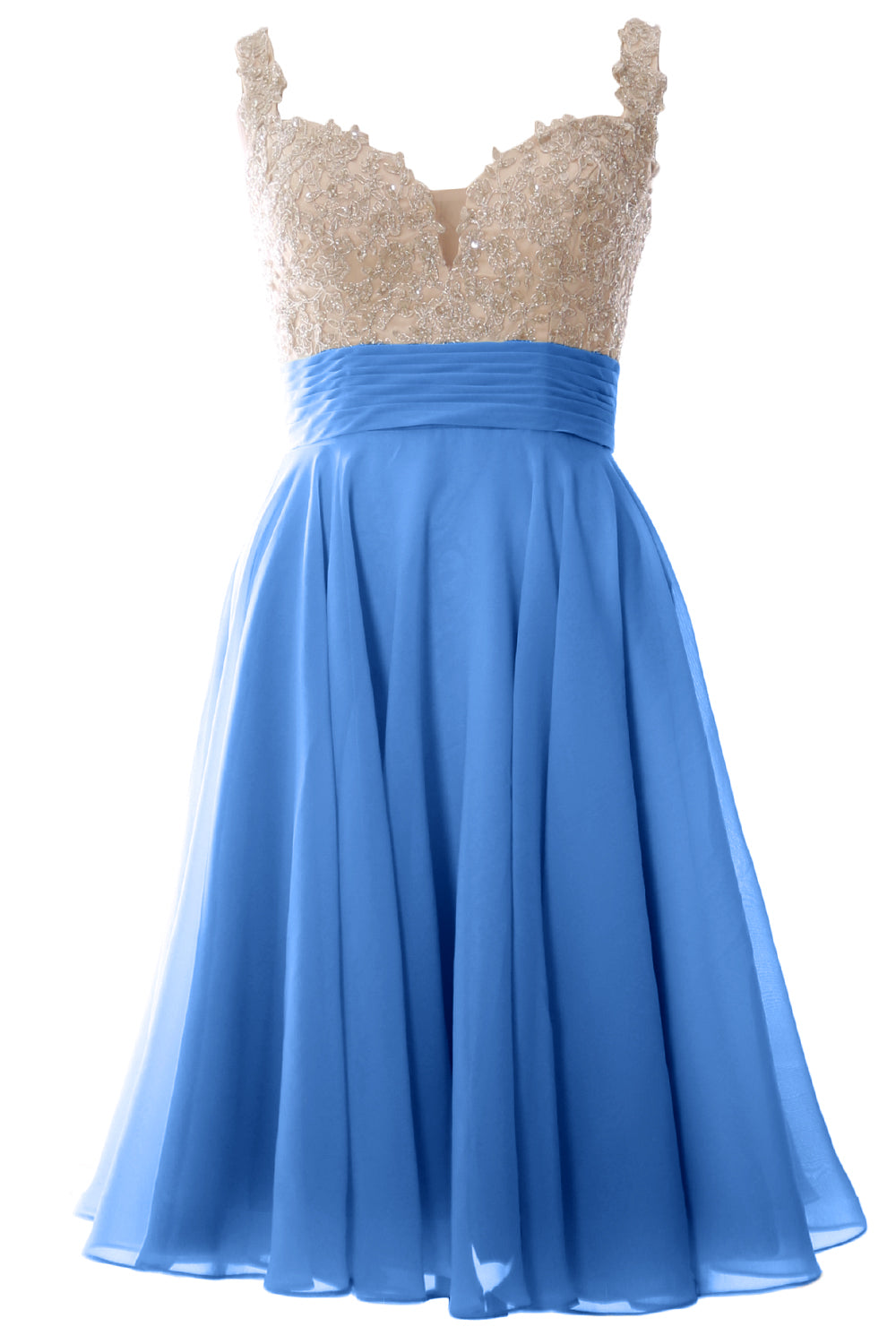 MACloth Damen-Ballkleid mit Trägern, kurz, Spitze, Chiffon, für Hochzeit, Party, formelles Kleid