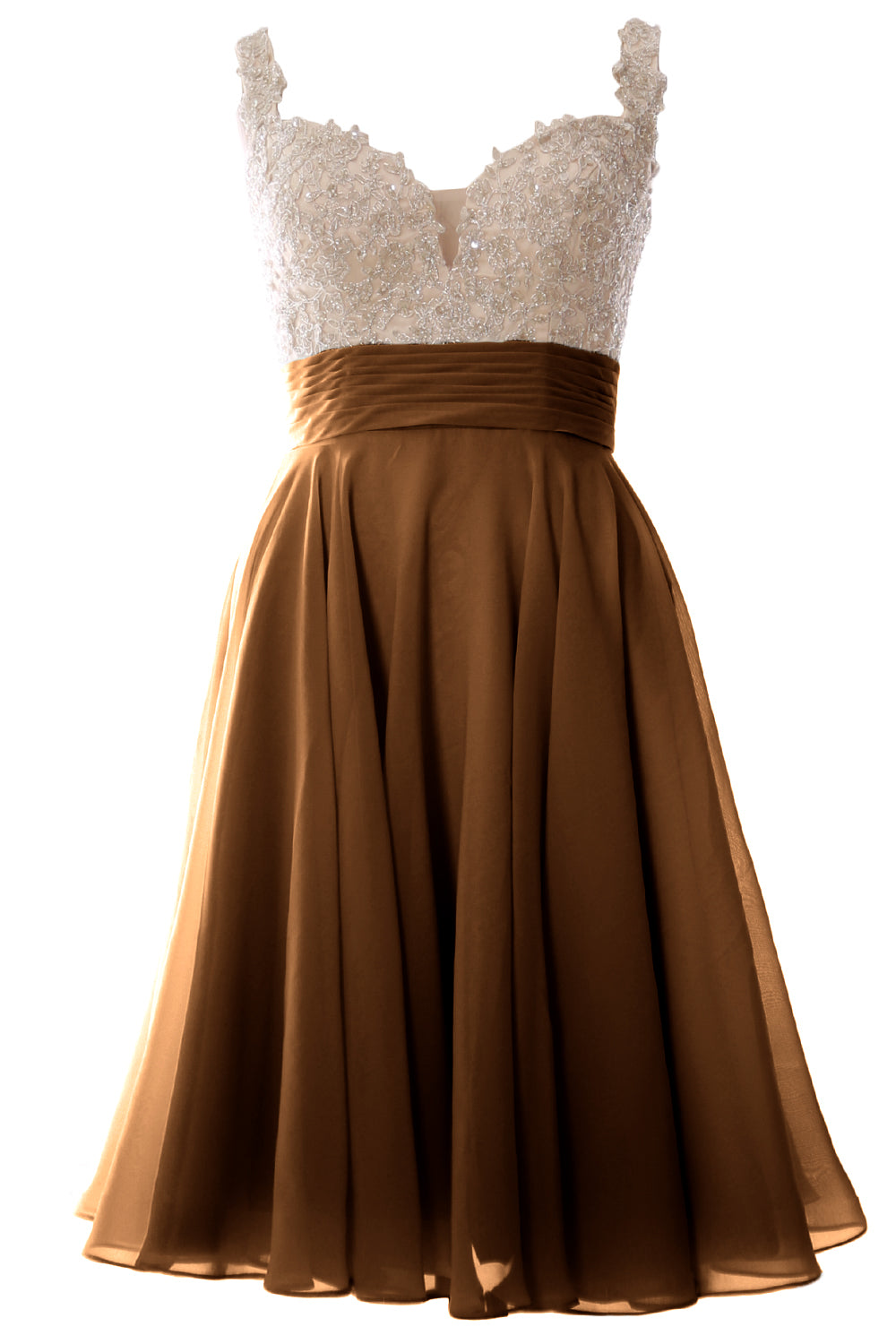 MACloth Damen-Ballkleid mit Trägern, kurz, Spitze, Chiffon, für Hochzeit, Party, formelles Kleid