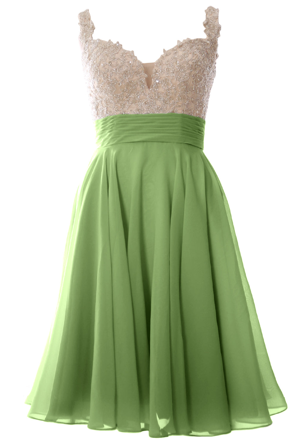 MACloth Damen-Ballkleid mit Trägern, kurz, Spitze, Chiffon, für Hochzeit, Party, formelles Kleid