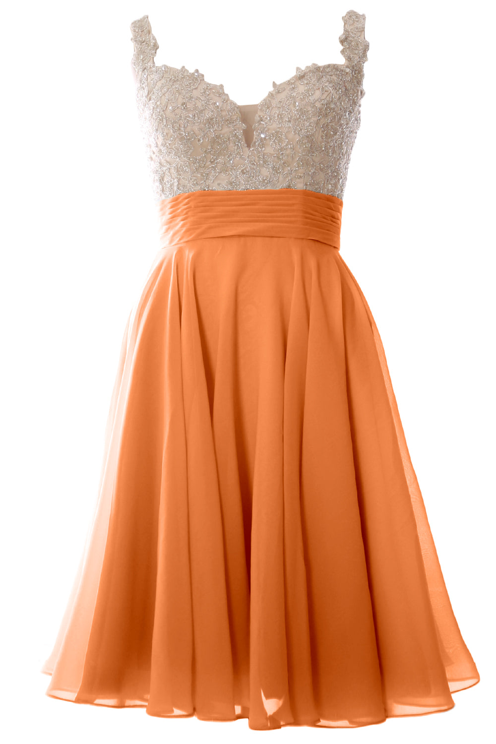 MACloth Damen-Ballkleid mit Trägern, kurz, Spitze, Chiffon, für Hochzeit, Party, formelles Kleid