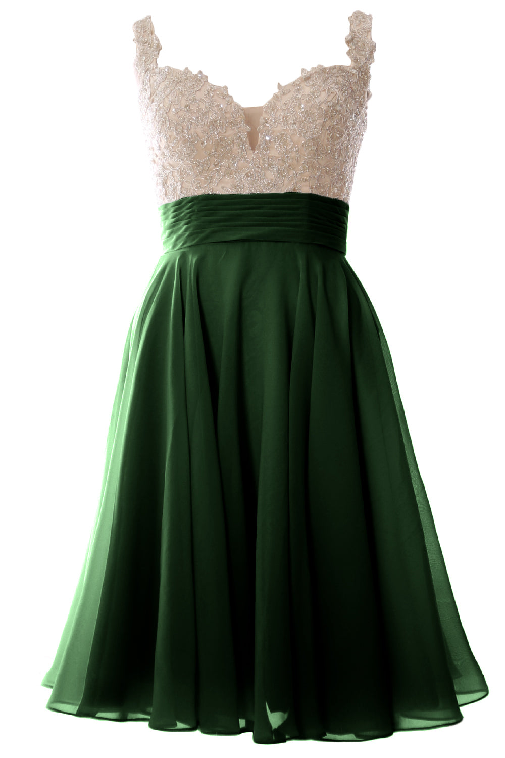 MACloth Damen-Ballkleid mit Trägern, kurz, Spitze, Chiffon, für Hochzeit, Party, formelles Kleid