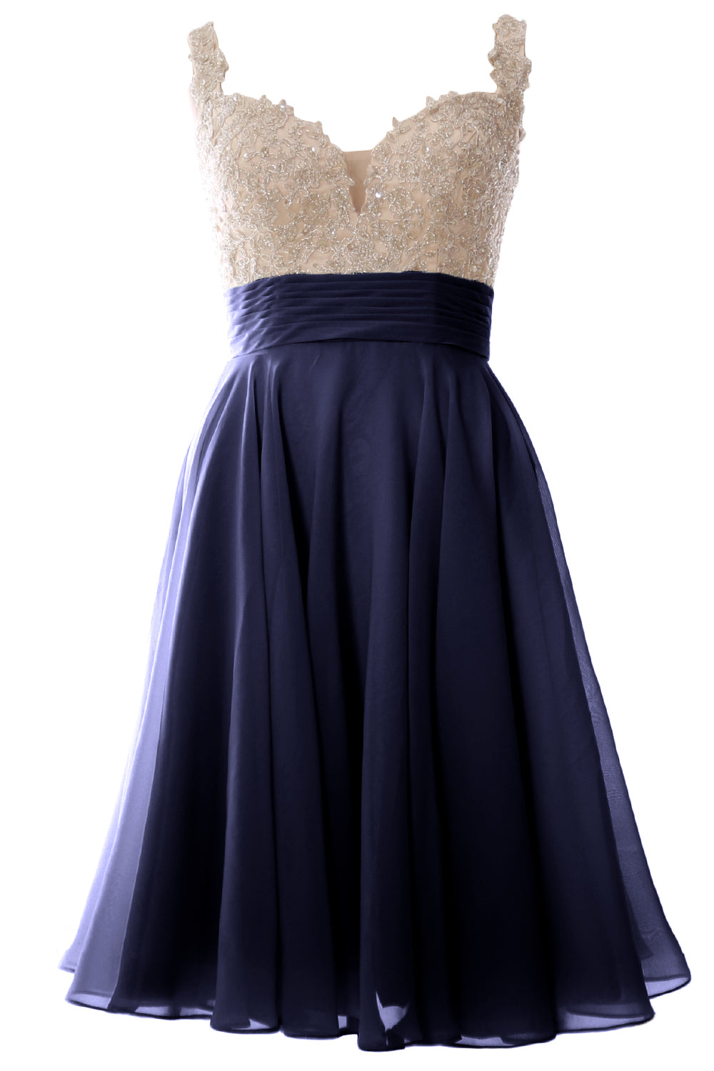 MACloth Damen-Ballkleid mit Trägern, kurz, Spitze, Chiffon, für Hochzeit, Party, formelles Kleid