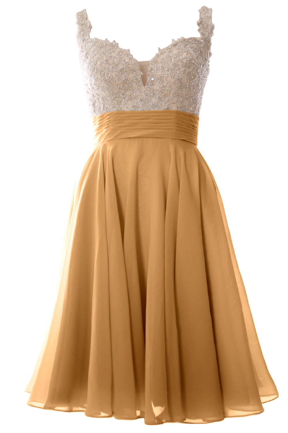 MACloth Damen-Ballkleid mit Trägern, kurz, Spitze, Chiffon, für Hochzeit, Party, formelles Kleid