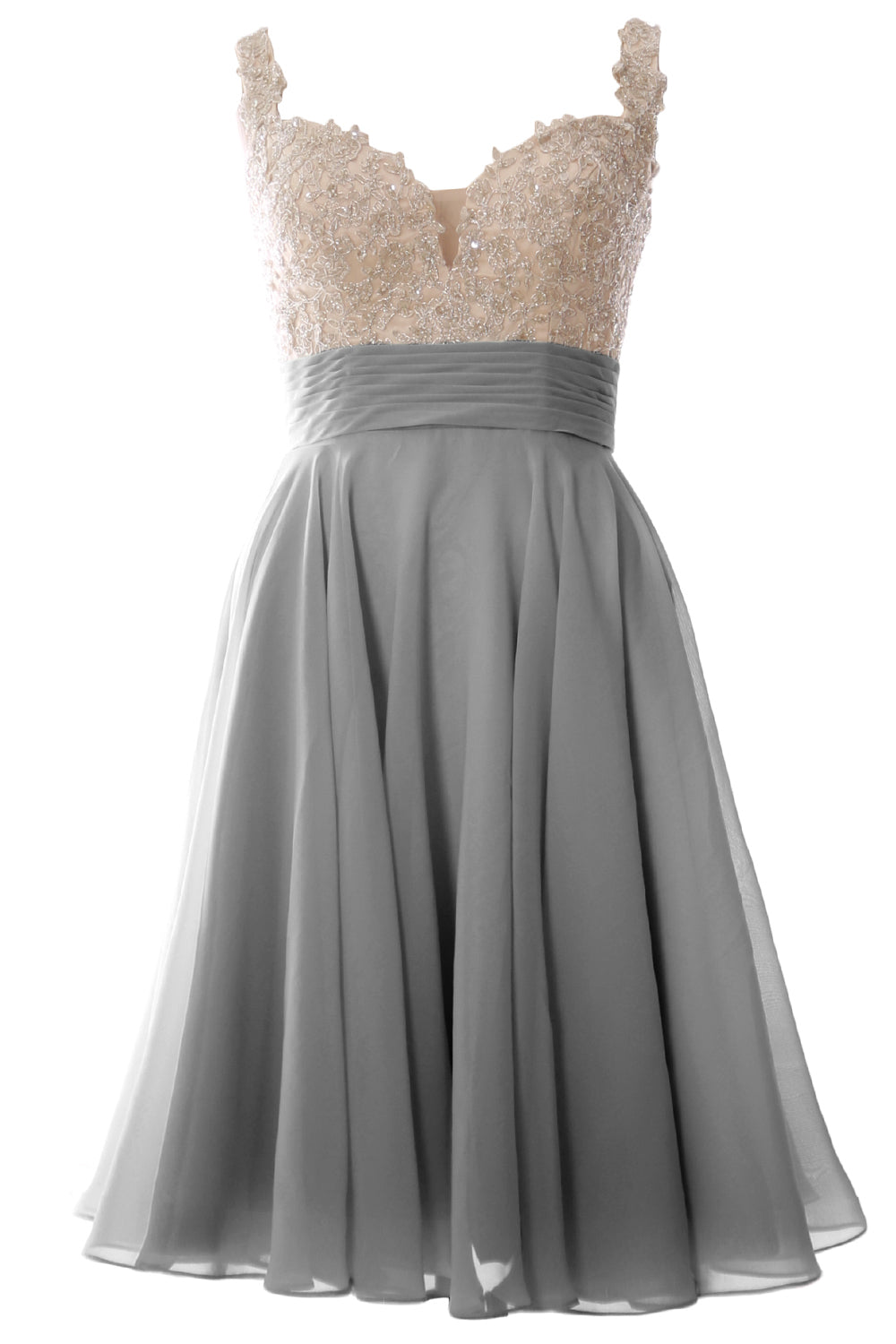 MACloth Damen-Ballkleid mit Trägern, kurz, Spitze, Chiffon, für Hochzeit, Party, formelles Kleid