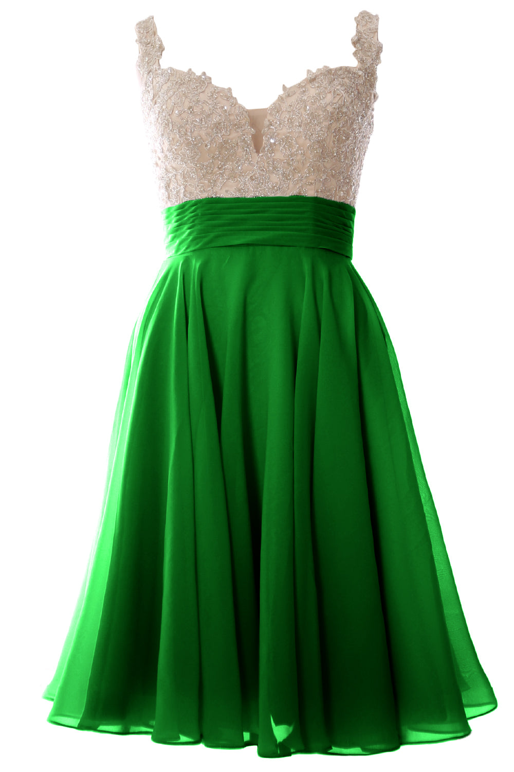 MACloth Damen-Ballkleid mit Trägern, kurz, Spitze, Chiffon, für Hochzeit, Party, formelles Kleid