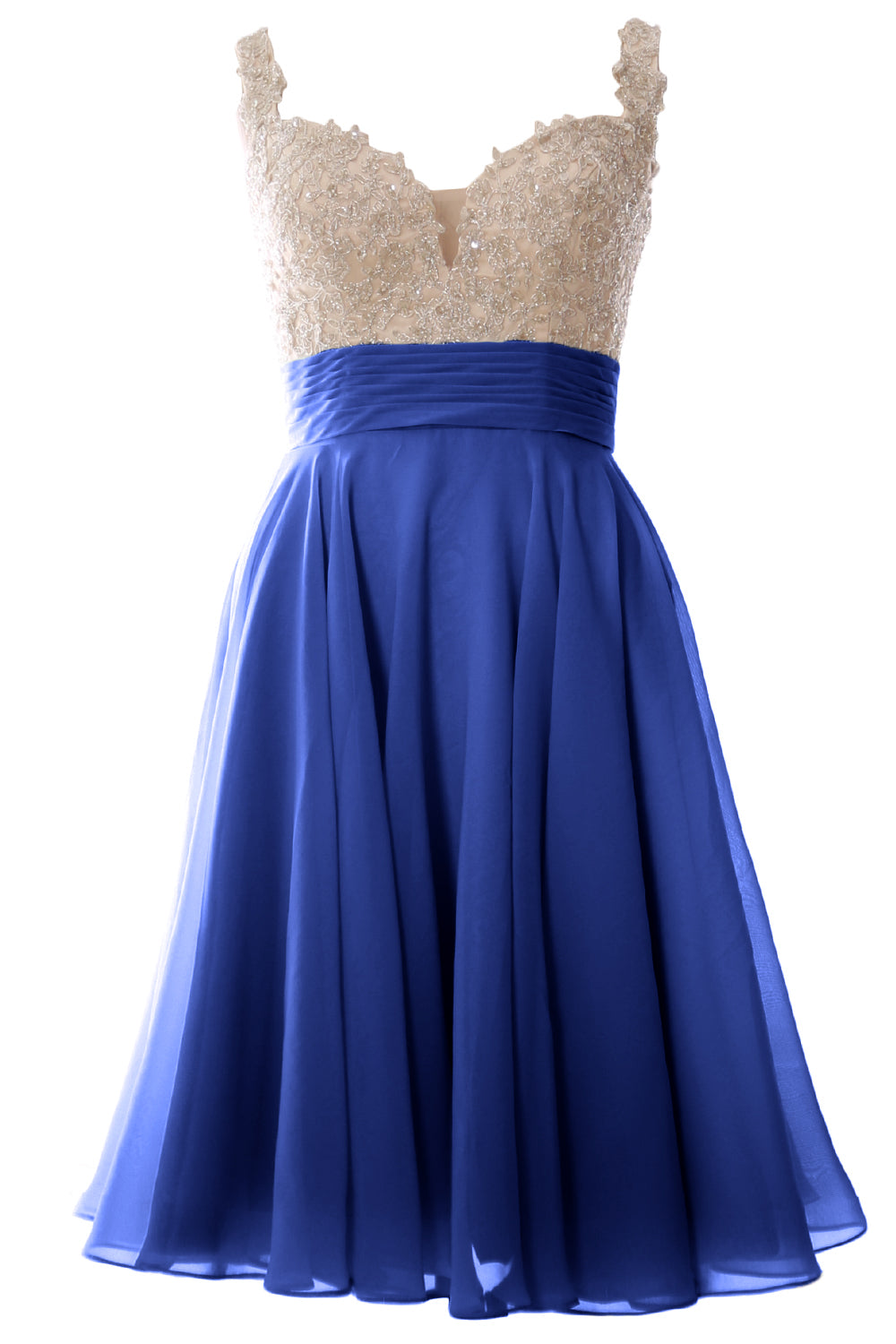 MACloth Damen-Ballkleid mit Trägern, kurz, Spitze, Chiffon, für Hochzeit, Party, formelles Kleid