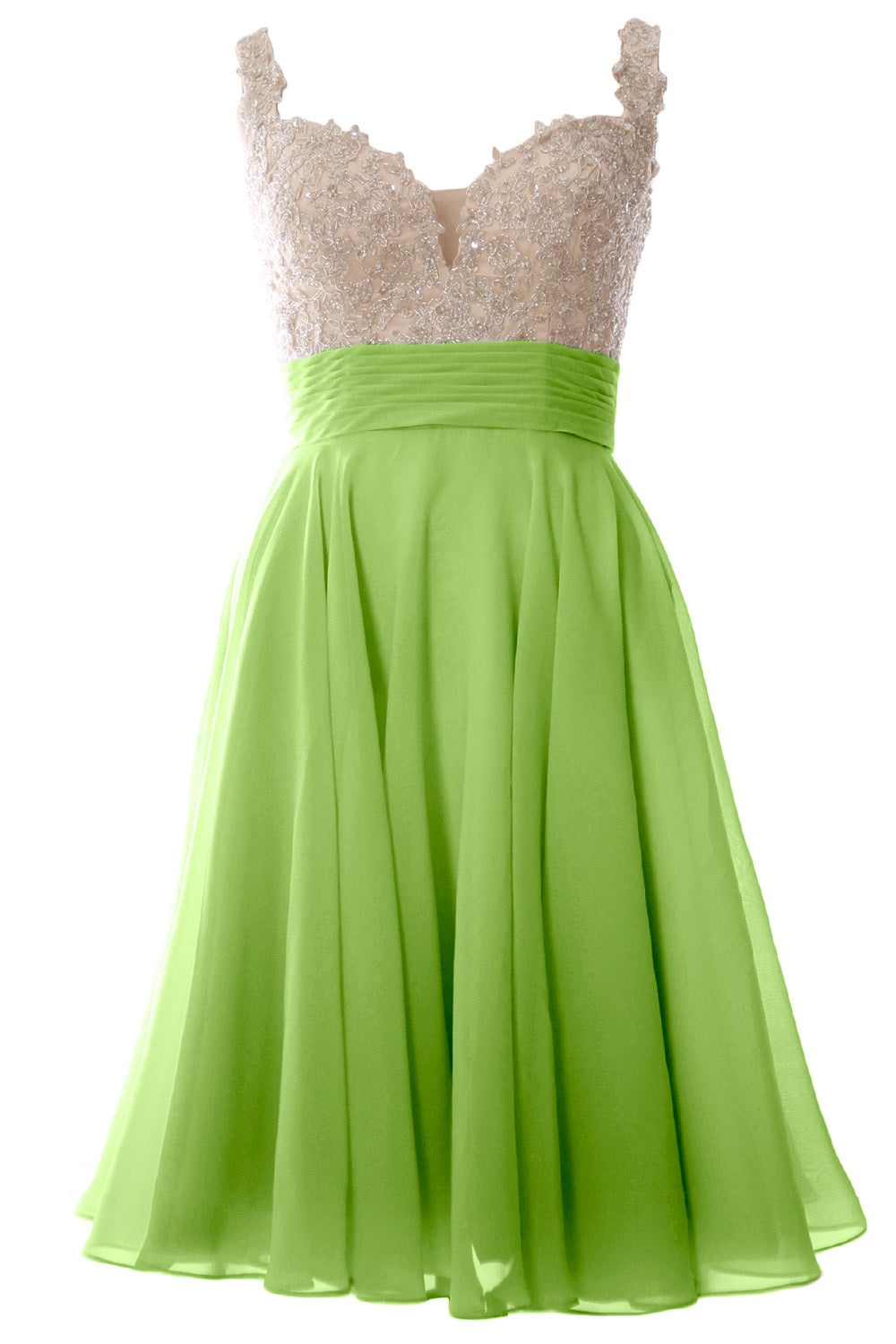 MACloth Damen-Ballkleid mit Trägern, kurz, Spitze, Chiffon, für Hochzeit, Party, formelles Kleid