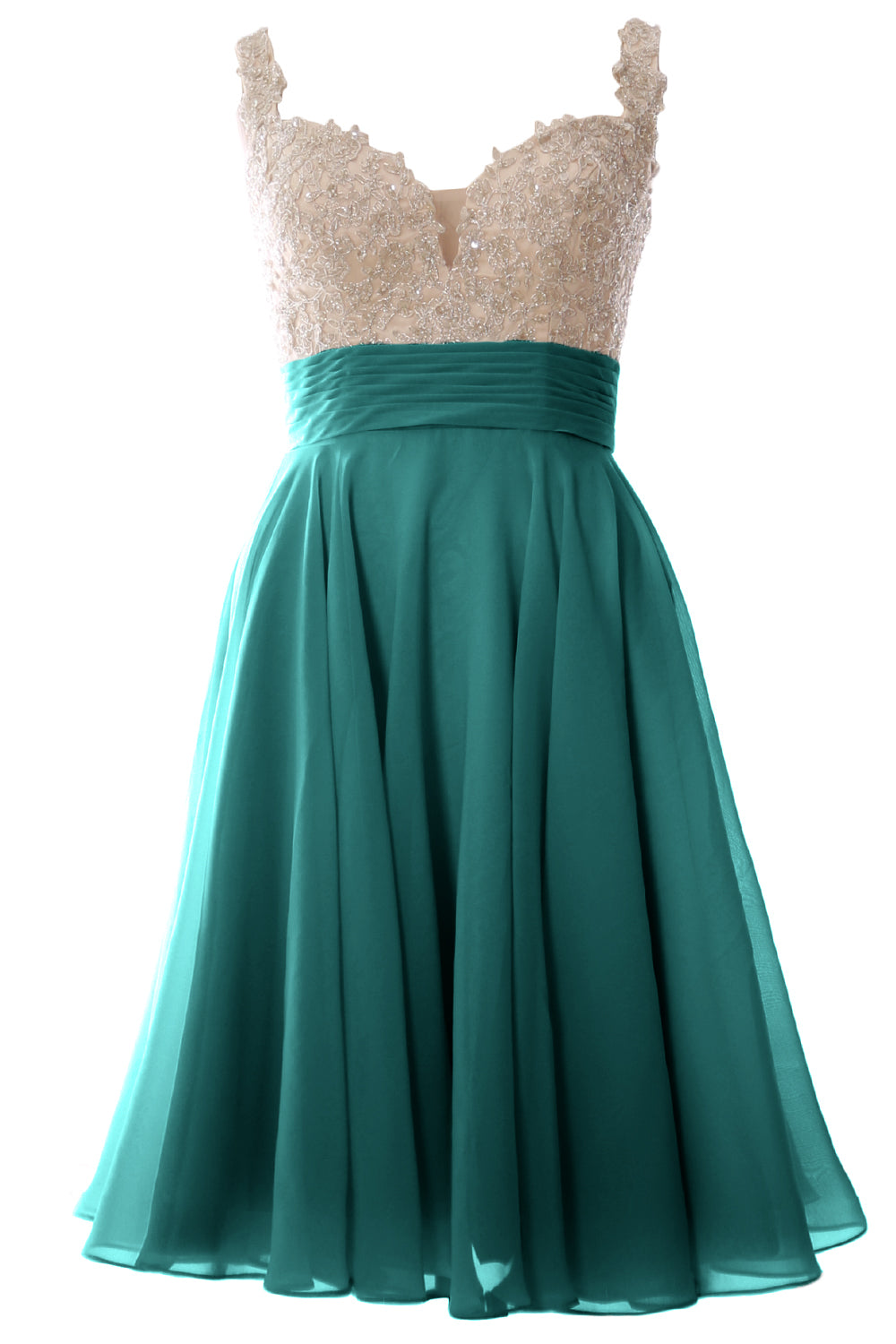 MACloth Damen-Ballkleid mit Trägern, kurz, Spitze, Chiffon, für Hochzeit, Party, formelles Kleid