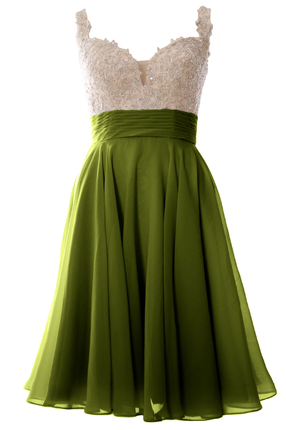 MACloth Damen-Ballkleid mit Trägern, kurz, Spitze, Chiffon, für Hochzeit, Party, formelles Kleid