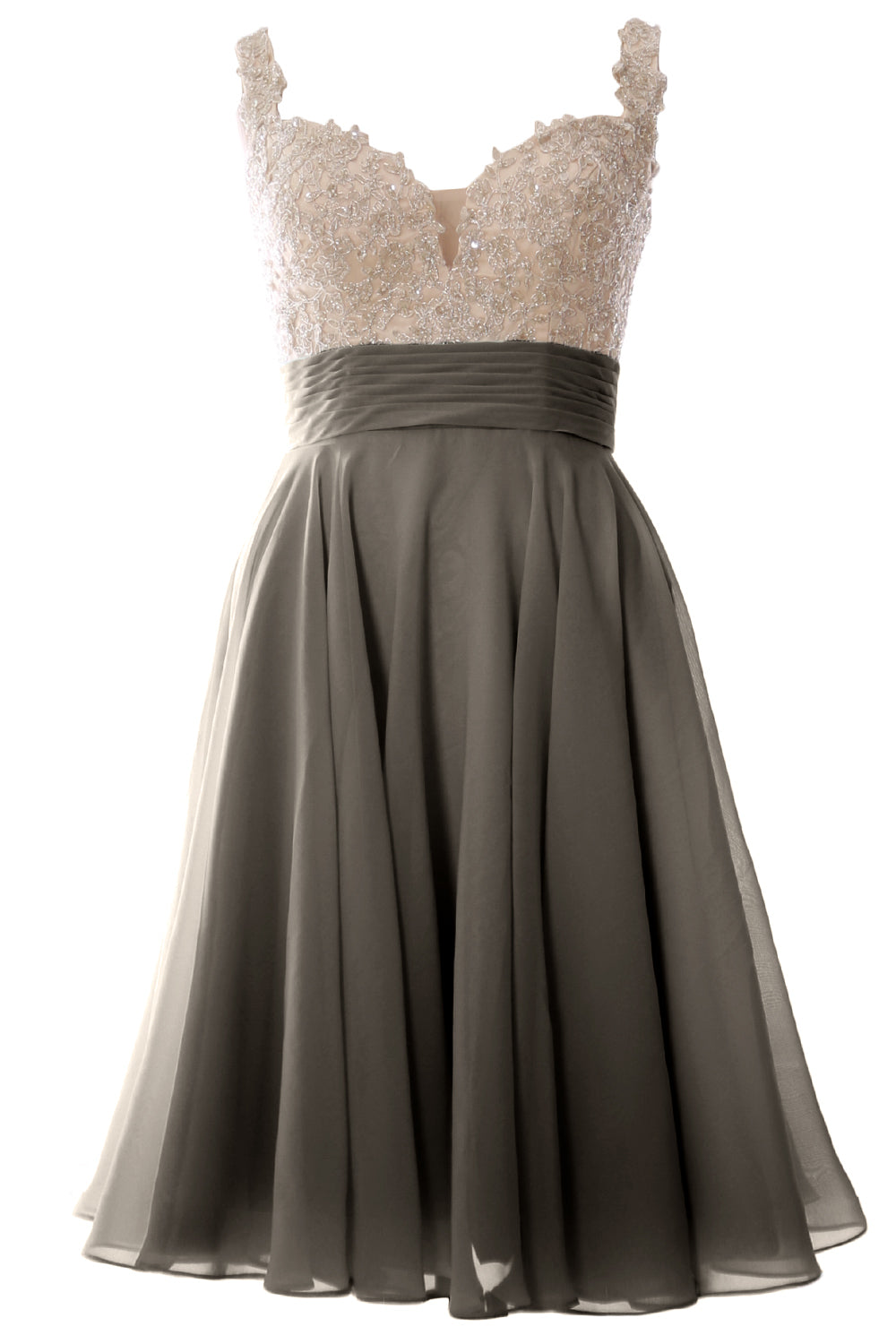 MACloth Damen-Ballkleid mit Trägern, kurz, Spitze, Chiffon, für Hochzeit, Party, formelles Kleid