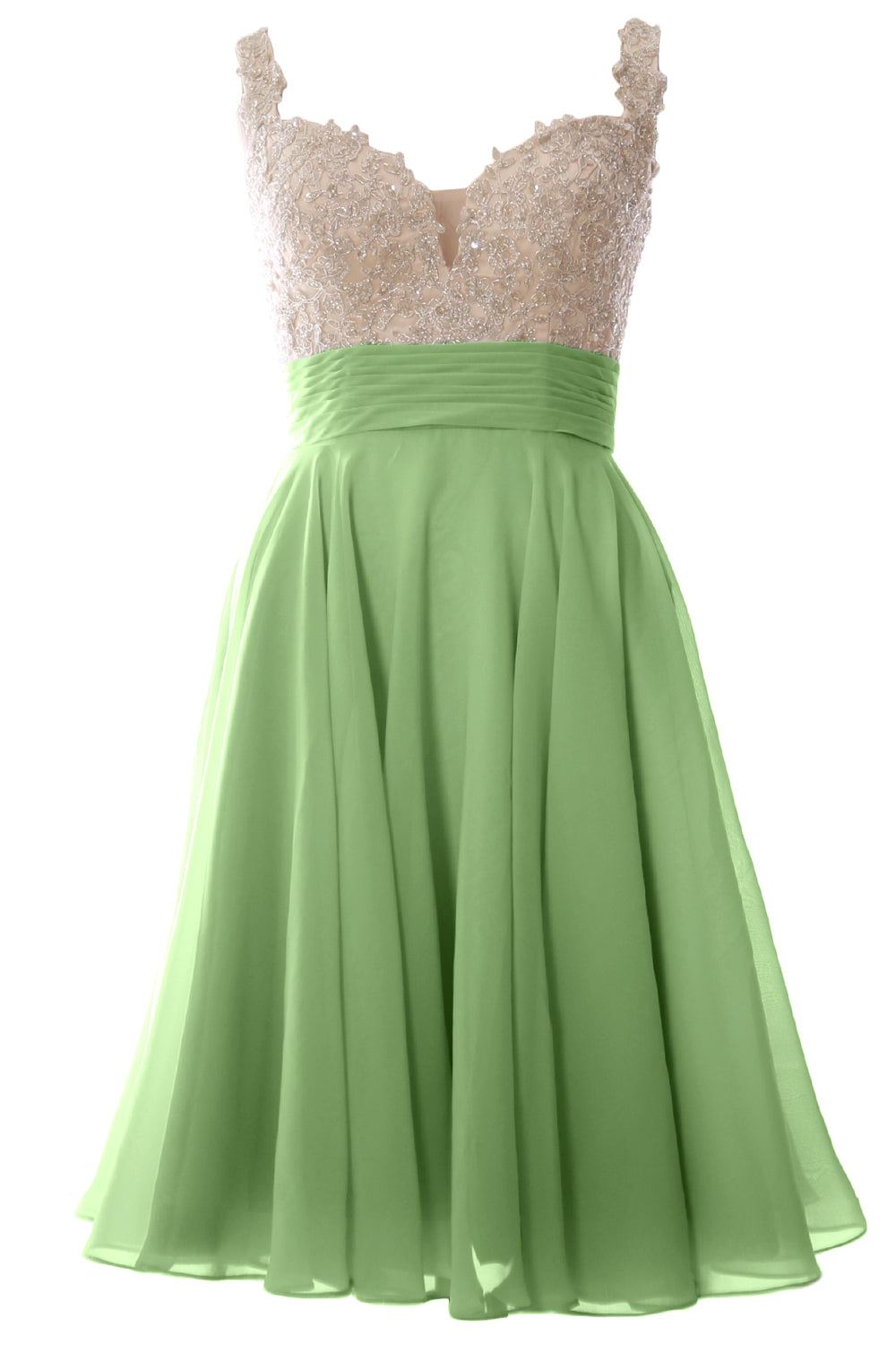 MACloth Damen-Ballkleid mit Trägern, kurz, Spitze, Chiffon, für Hochzeit, Party, formelles Kleid