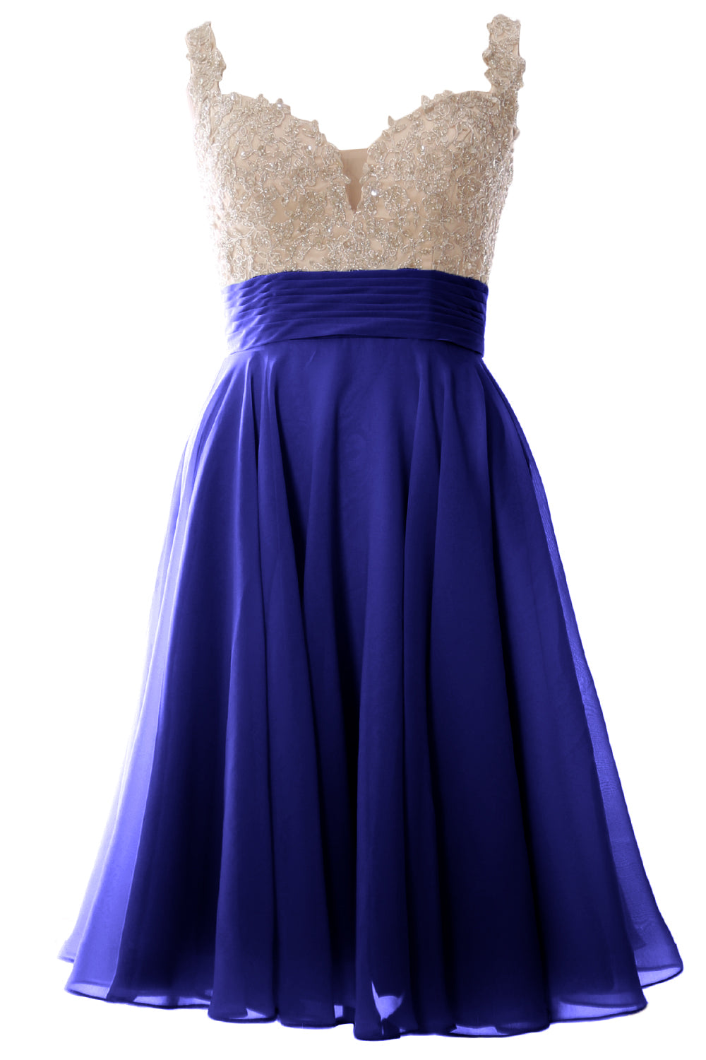 MACloth Damen-Ballkleid mit Trägern, kurz, Spitze, Chiffon, für Hochzeit, Party, formelles Kleid
