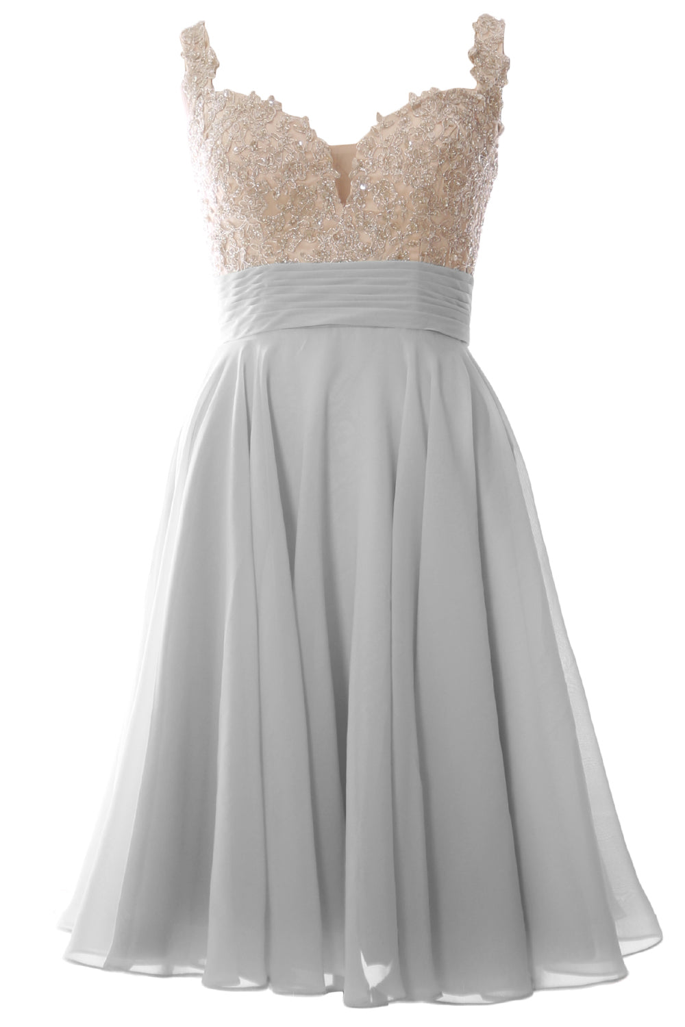 MACloth Damen-Ballkleid mit Trägern, kurz, Spitze, Chiffon, für Hochzeit, Party, formelles Kleid