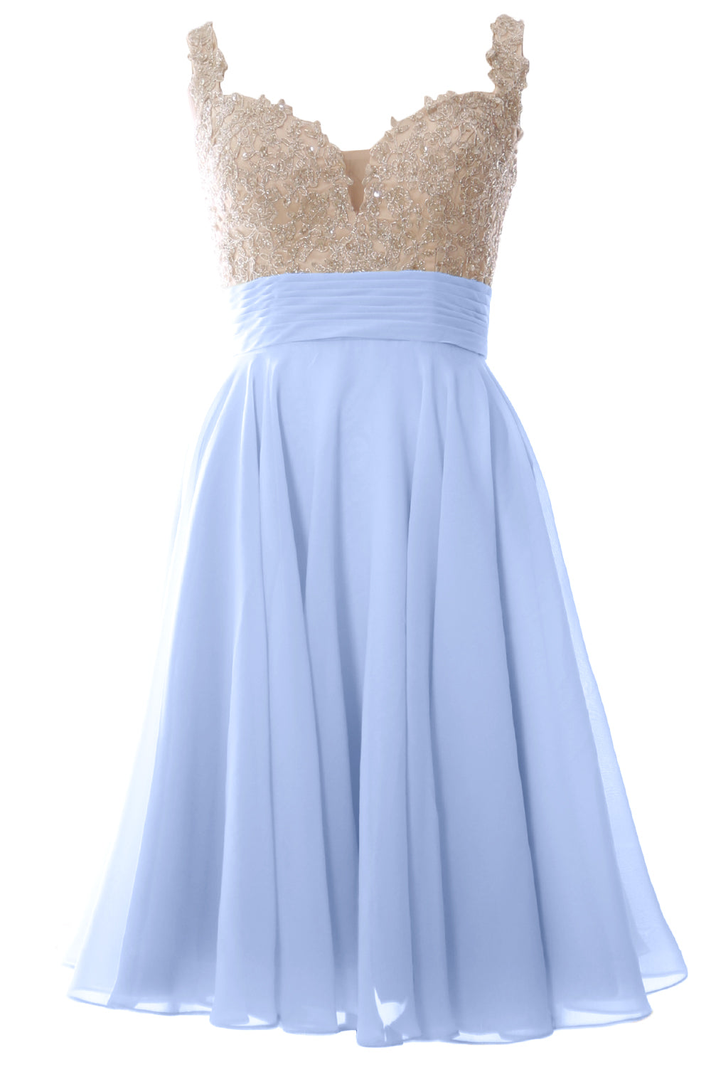 MACloth Damen-Ballkleid mit Trägern, kurz, Spitze, Chiffon, für Hochzeit, Party, formelles Kleid