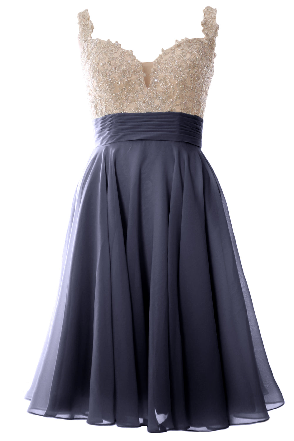 MACloth Damen-Ballkleid mit Trägern, kurz, Spitze, Chiffon, für Hochzeit, Party, formelles Kleid