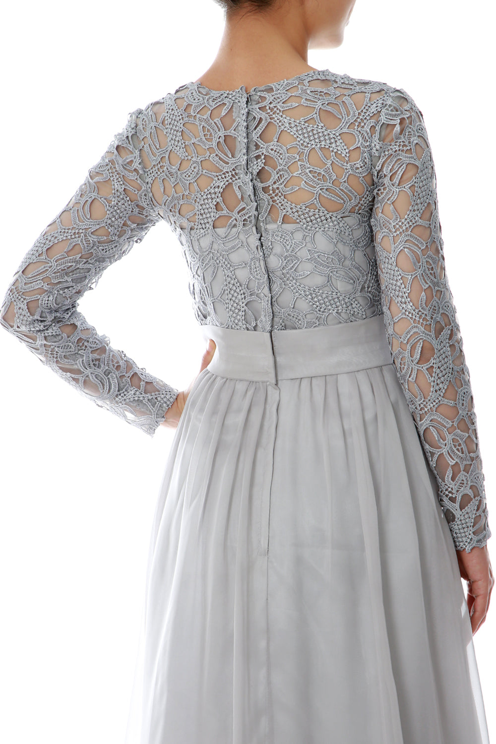 MACloth Elegant Long Sleeve Mother of Bride Dress Lace Formal Evening Party Gown