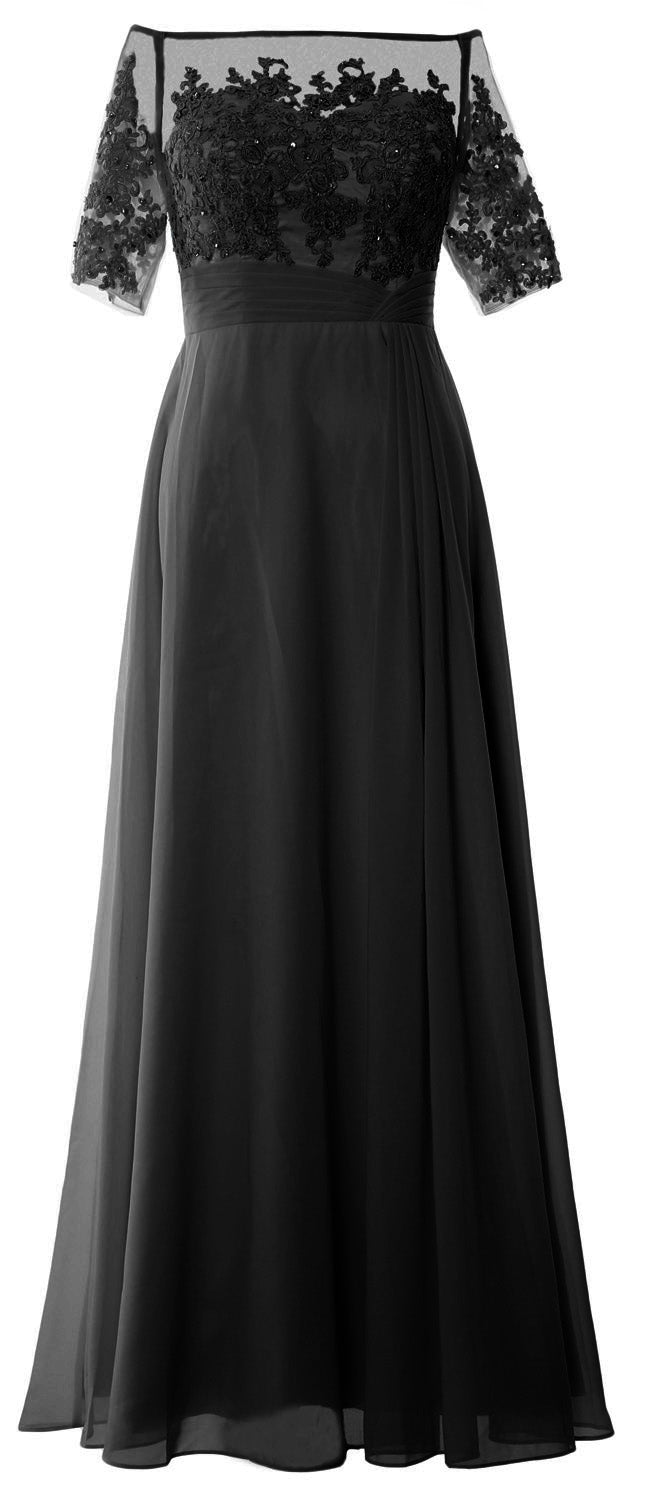 MACloth Damen Schulterfreies Kleid für die Brautmutter, kurzärmlig, Spitze, formelles Kleid
