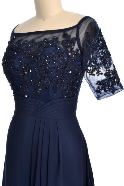 MACloth Women Off Shoulder Short Mother of Bride Dress Cocktail Party Gown
