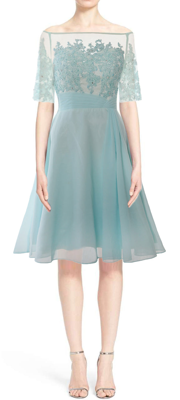 MACloth Damen Schulterfreies, kurzes Kleid für die Brautmutter, Cocktailkleid