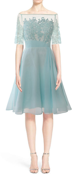 MACloth Women Off Shoulder Short Mother of Bride Dress Cocktail Party Gown