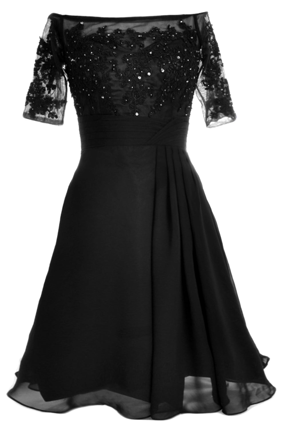 MACloth Damen Schulterfreies, kurzes Kleid für die Brautmutter, Cocktailkleid