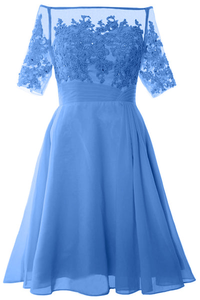 MACloth Women Off Shoulder Short Mother of Bride Dress Cocktail Party Gown