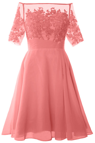 MACloth Women Off Shoulder Short Mother of Bride Dress Cocktail Party Gown