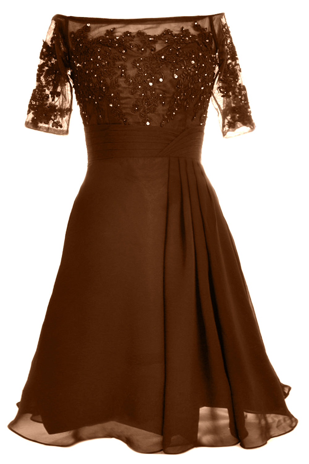 MACloth Damen Schulterfreies, kurzes Kleid für die Brautmutter, Cocktailkleid