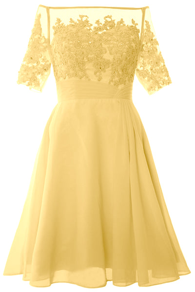 MACloth Women Off Shoulder Short Mother of Bride Dress Cocktail Party Gown
