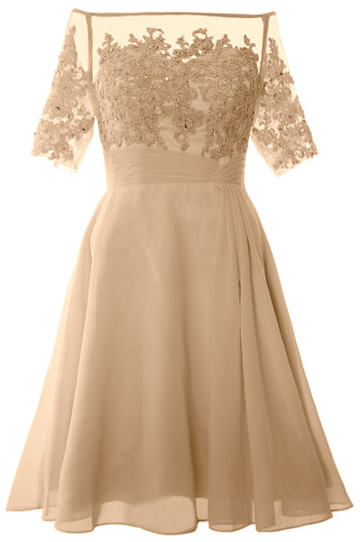 MACloth Women Off Shoulder Short Mother of Bride Dress Cocktail Party Gown