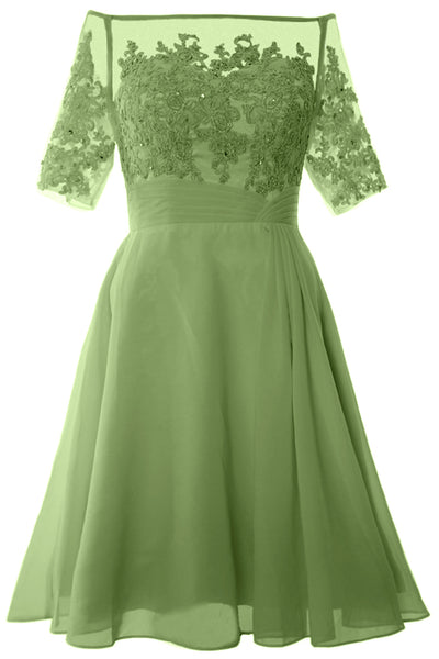 MACloth Women Off Shoulder Short Mother of Bride Dress Cocktail Party Gown