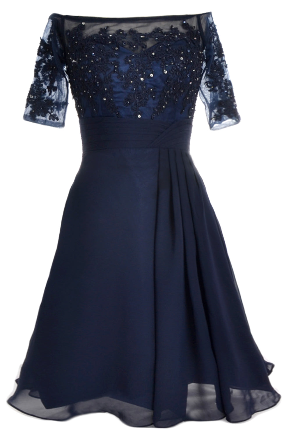 MACloth Damen Schulterfreies, kurzes Kleid für die Brautmutter, Cocktailkleid