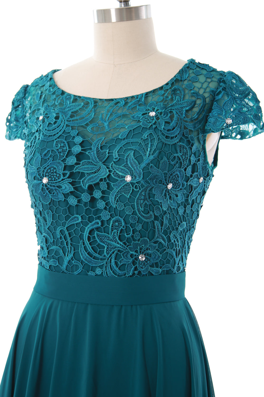 Vestido de noche formal de encaje vintage para madre de la novia con mangas cortas de MACloth para mujer