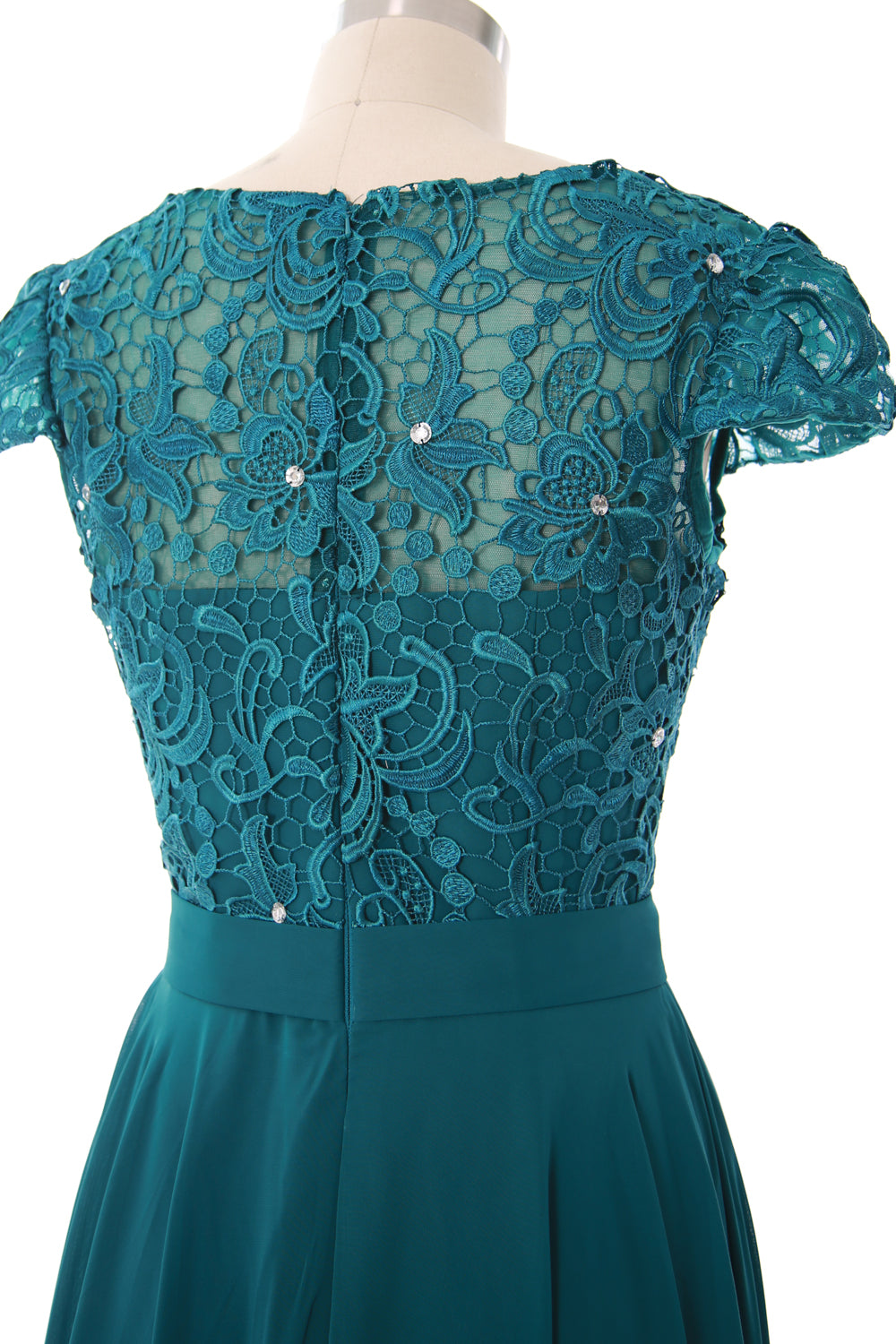 Vestido de noche formal de encaje vintage para madre de la novia con mangas cortas de MACloth para mujer