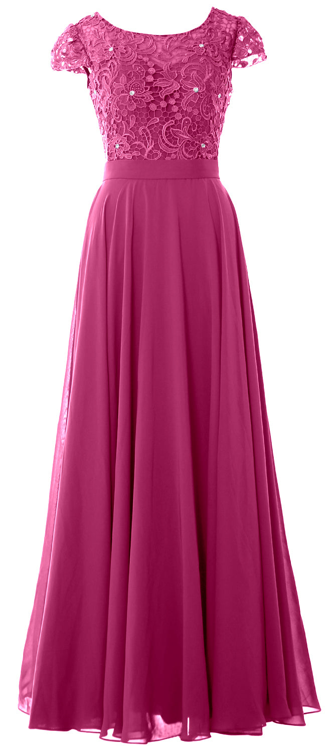 Vestido de noche formal de encaje vintage para madre de la novia con mangas cortas de MACloth para mujer