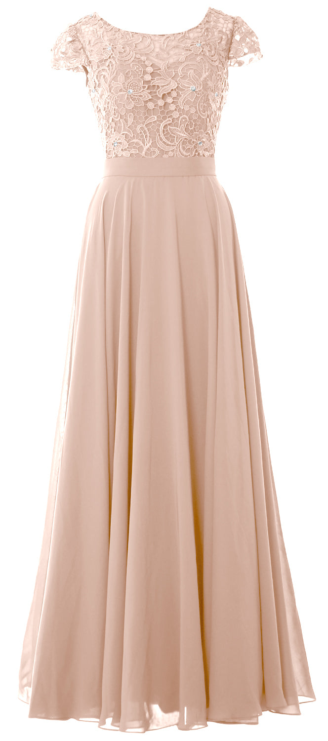 Vestido de noche formal de encaje vintage para madre de la novia con mangas cortas de MACloth para mujer