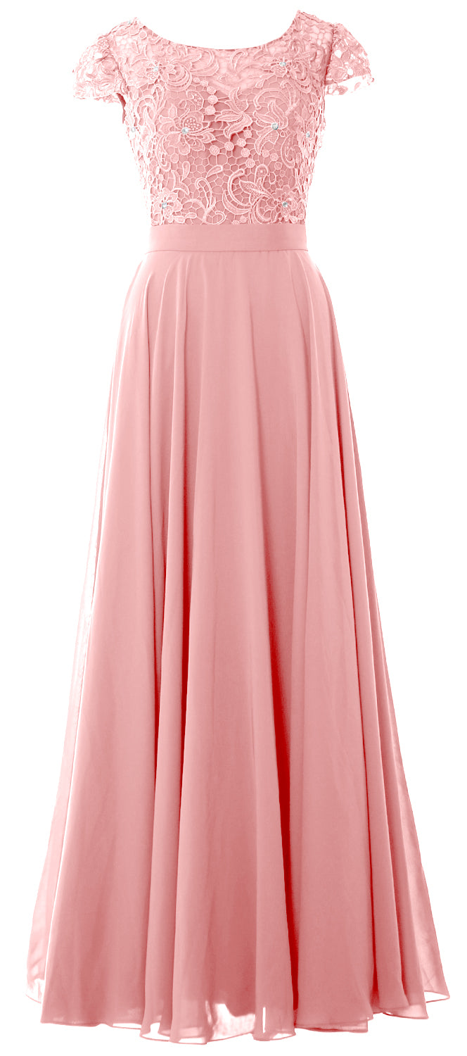 Vestido de noche formal de encaje vintage para madre de la novia con mangas cortas de MACloth para mujer