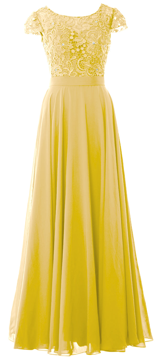 Vestido de noche formal de encaje vintage para madre de la novia con mangas cortas de MACloth para mujer