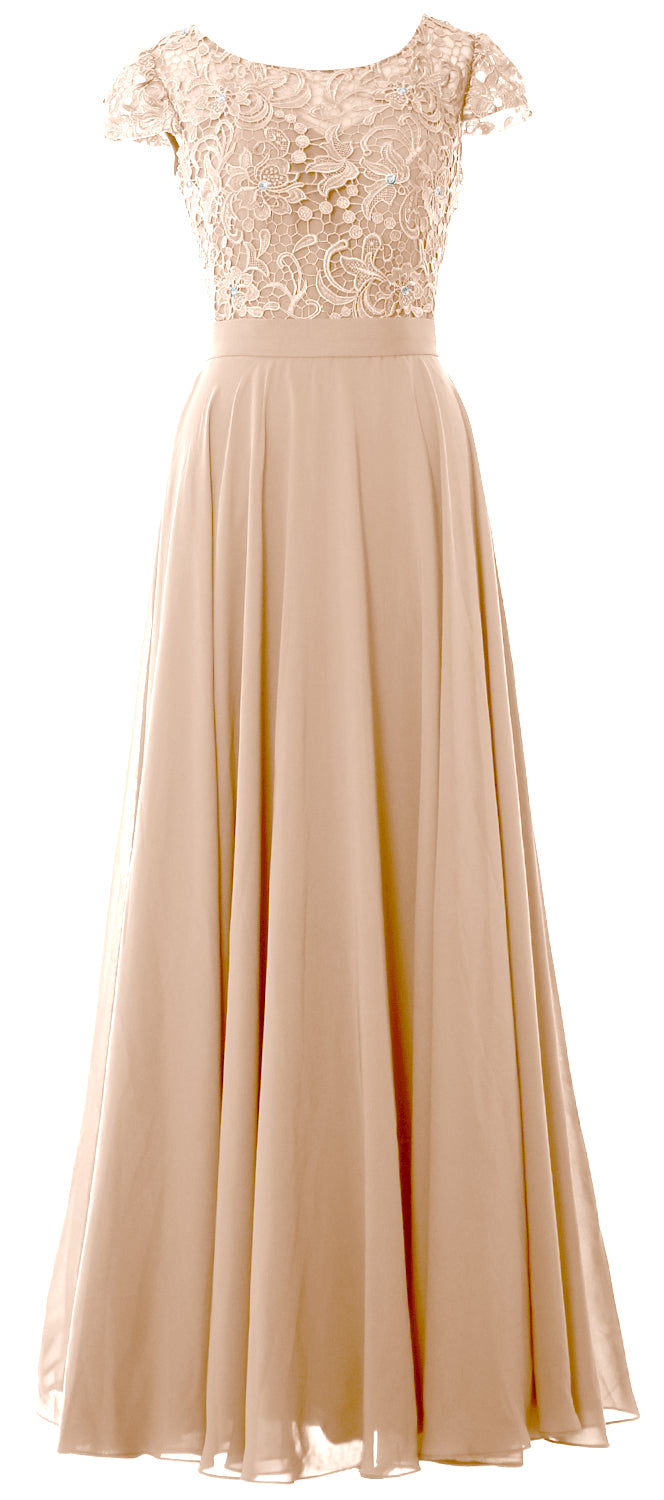 Vestido de noche formal de encaje vintage para madre de la novia con mangas cortas de MACloth para mujer